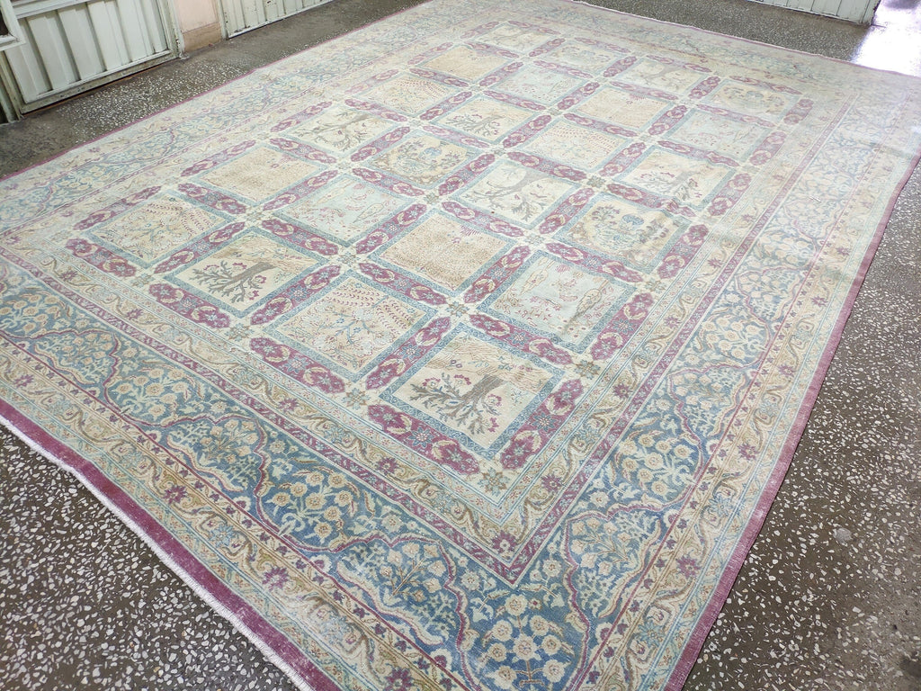 10x13 Antique Hand-Knotted Wool Persian Rug: Retro Farmhouse Decor