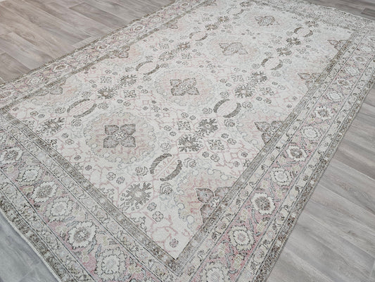 Reserved-7x10 Cream Turkish Oushak Rug