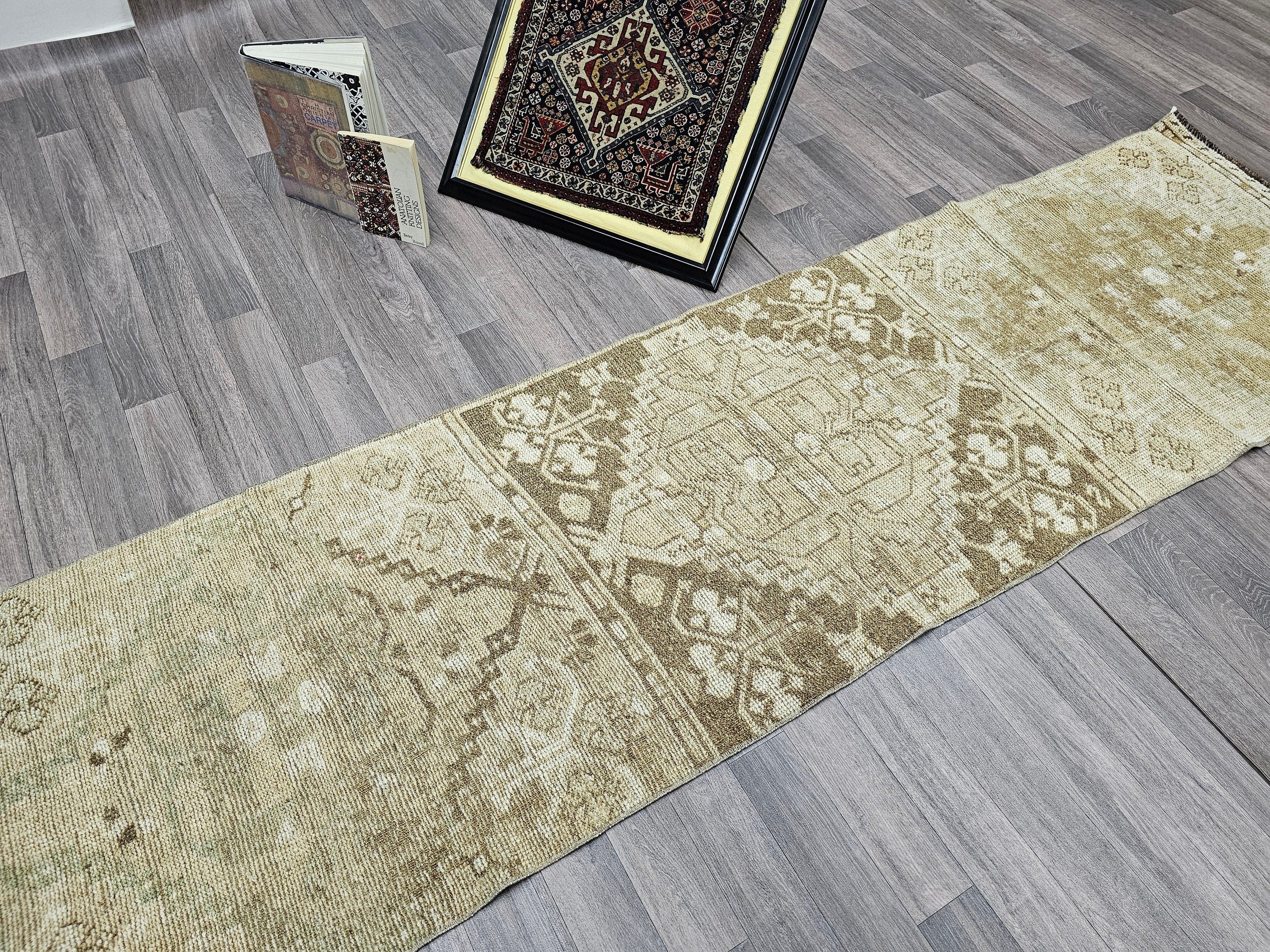 Vintage Handmade Wool Turkish Runner 2.60x9.60 feet