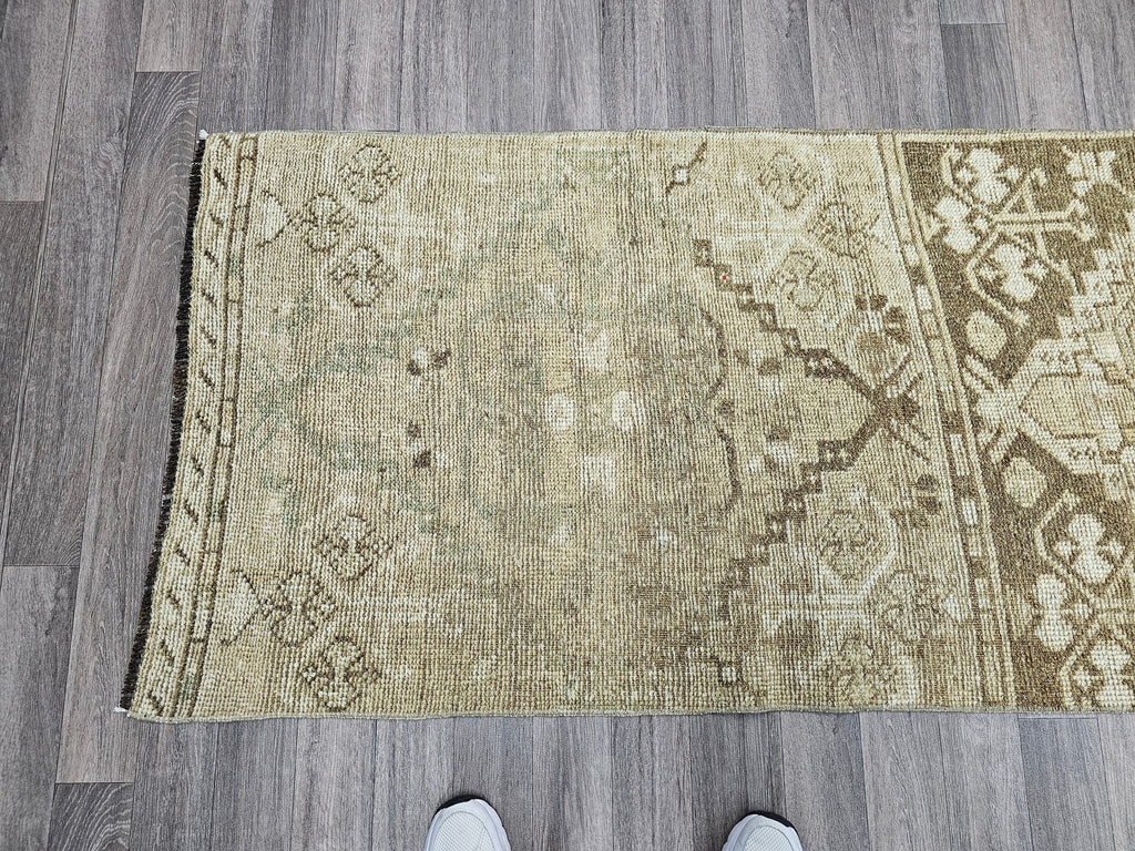 Vintage Handmade Wool Turkish Runner 2.60x9.60 feet