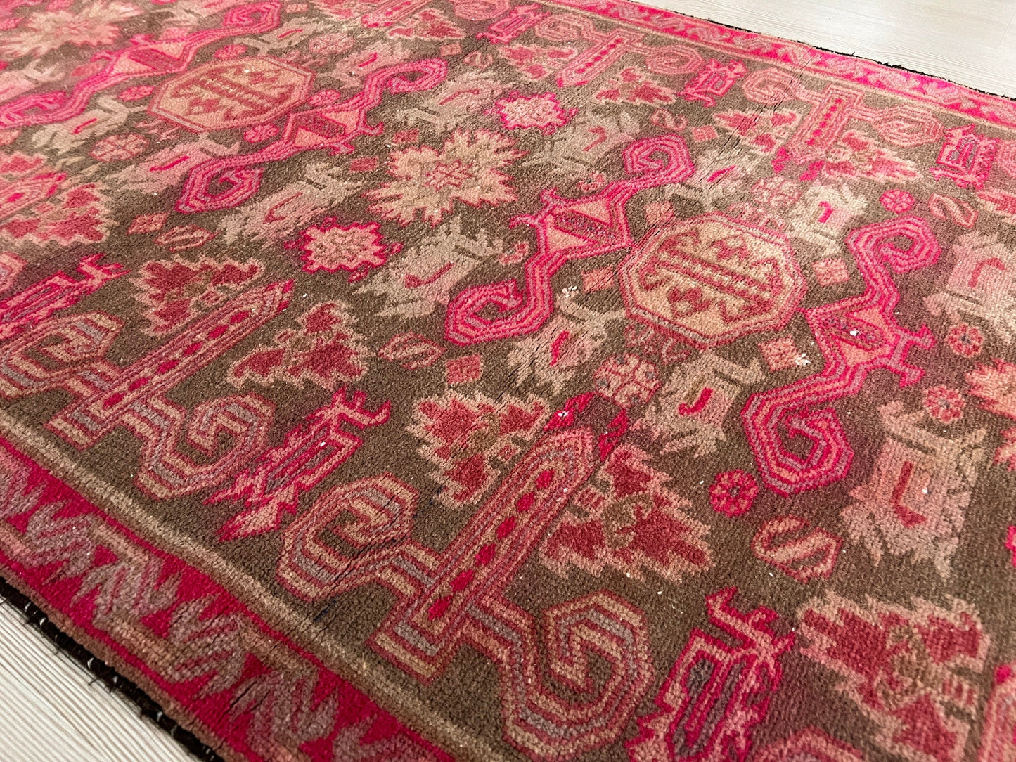 3x10 feet Vintage Hand Knotted Wool Runner Rug /3.30x10 feet