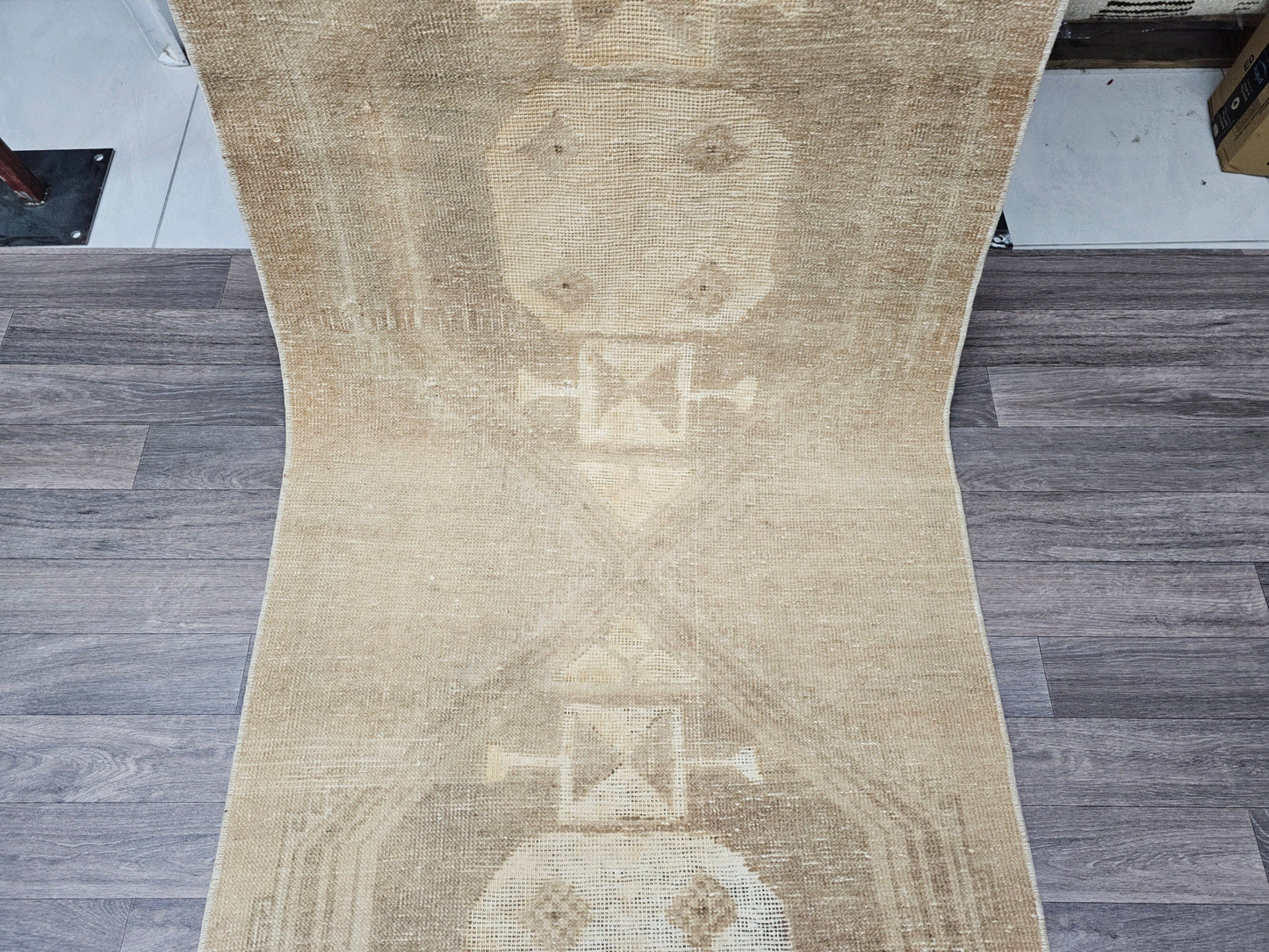 3x11 feet Neutral Oushak Runner for Hallway, Kitchen and Aisle/ Anatolian Runner Rug/ Hand Knotted Wool Turkish Runner