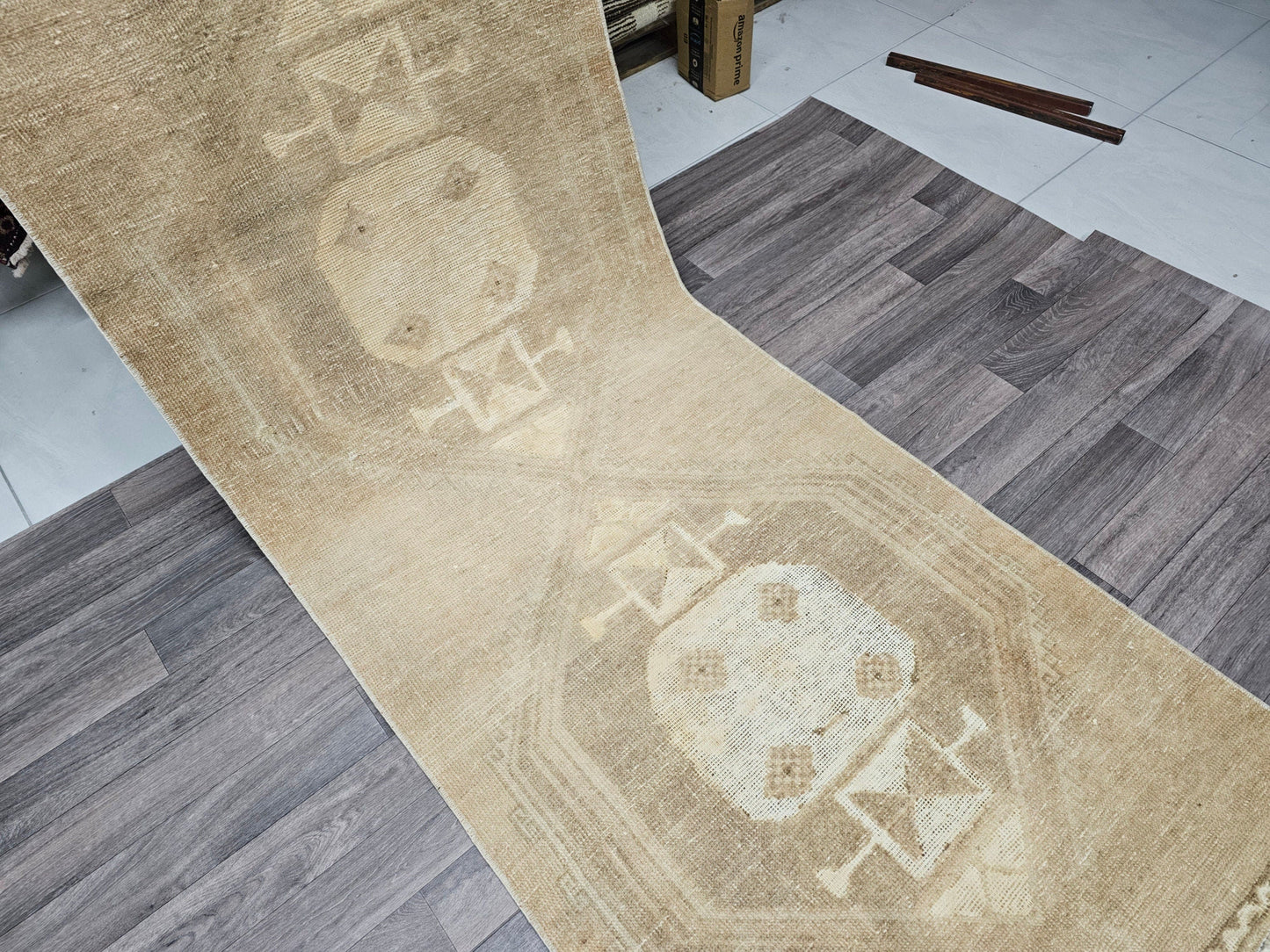 3x11 feet Neutral Oushak Runner for Hallway, Kitchen and Aisle/ Anatolian Runner Rug/ Hand Knotted Wool Turkish Runner