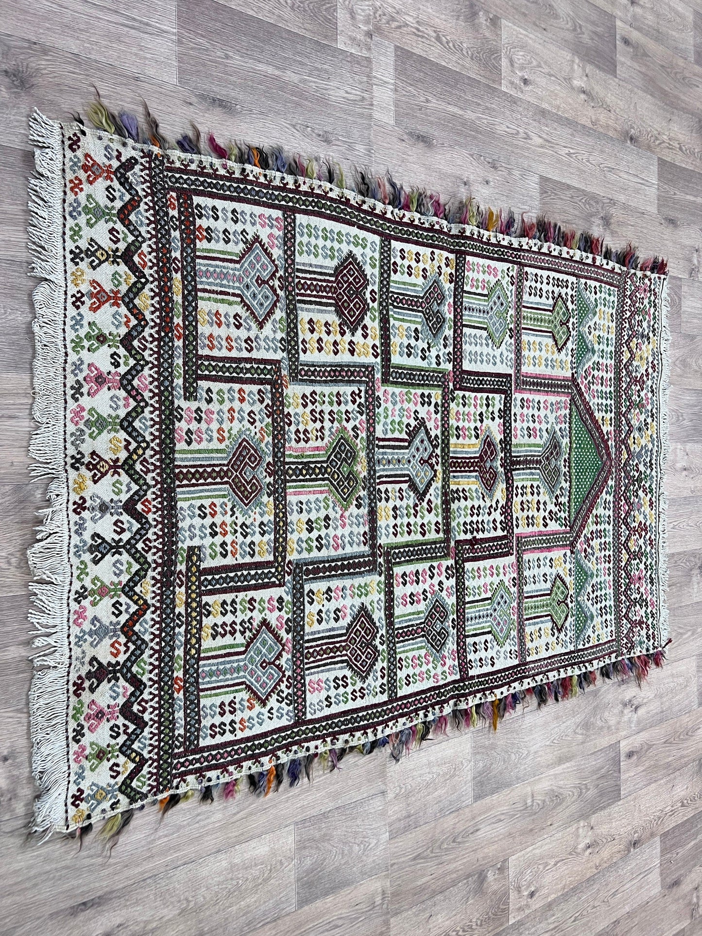 4x6 Small Turkish Kilim Rug / 3.60x5.60 feet /Meditation Rug - Handmade Wool Rug - Anatolian Small Carpet - Entryway Rug