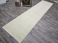 Neutral Turkish Runner Rug: 3x12 Vintage Hand-Knotted Wool Oushak