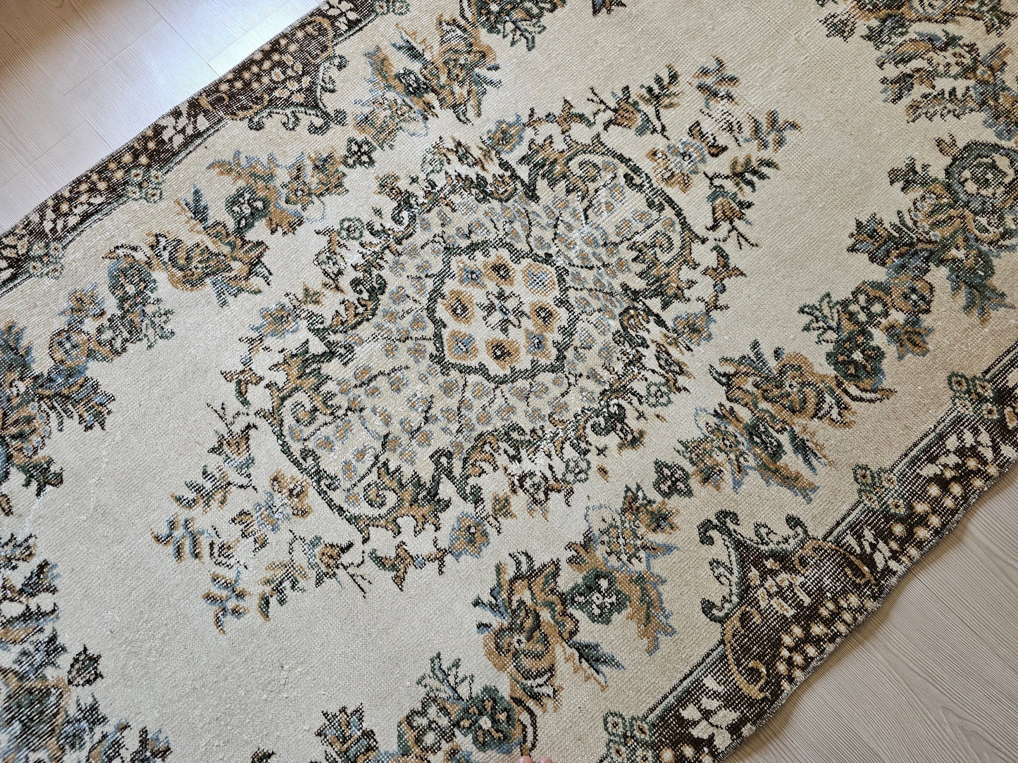 4x7 Vintage Turkish Oushak Rug