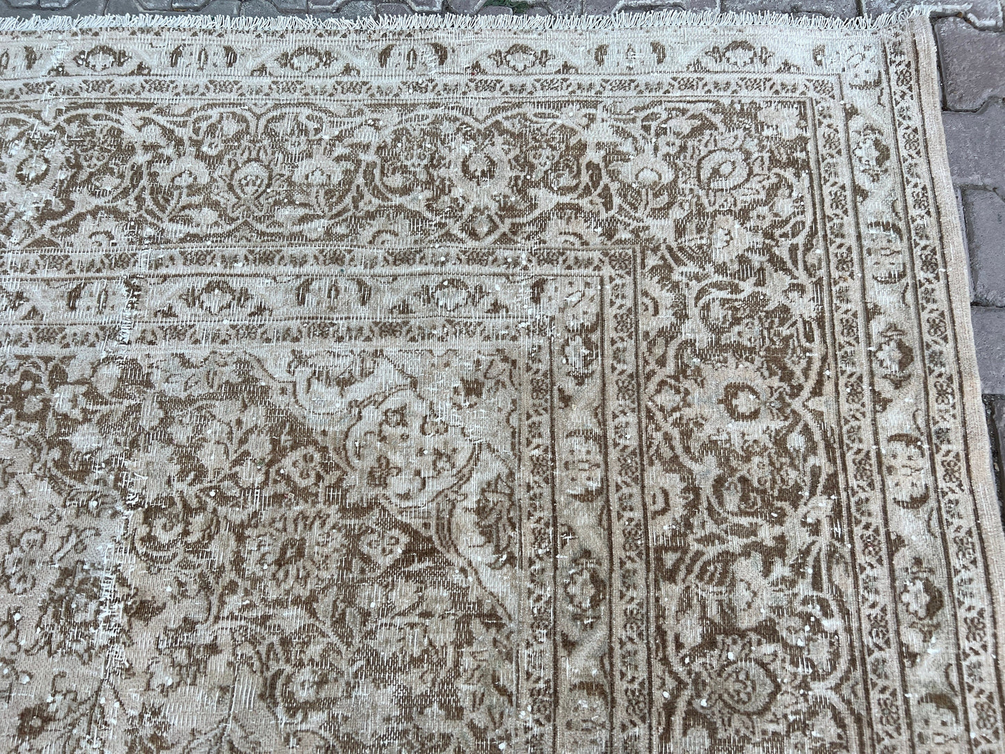 Oversize Neutral Tabriz Area Rug for Livingroom and Bedroom - Oriental Carpet - Boho Decor Rug