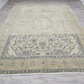 Hand-Knotted Wool Heriz Rug: 9x12 Vintage Turkish Geometric Area Rug