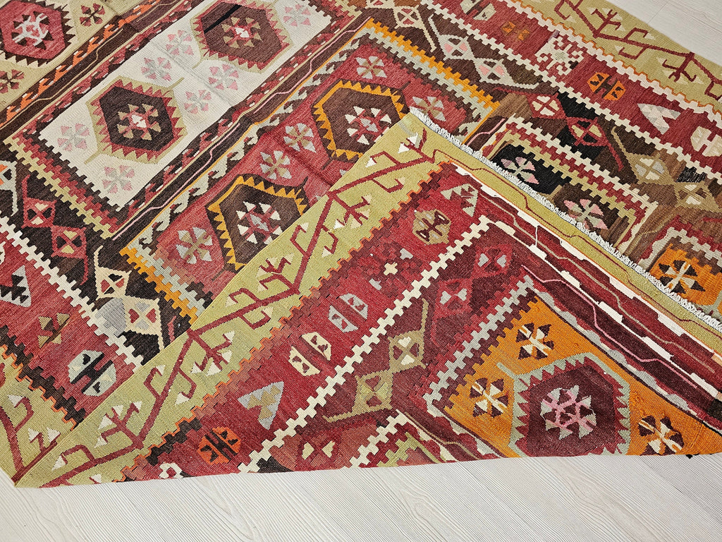 Vintage Anatolian Kilim Rug: 5x11.6 ft, Vegetable Dyed Turkish Rug