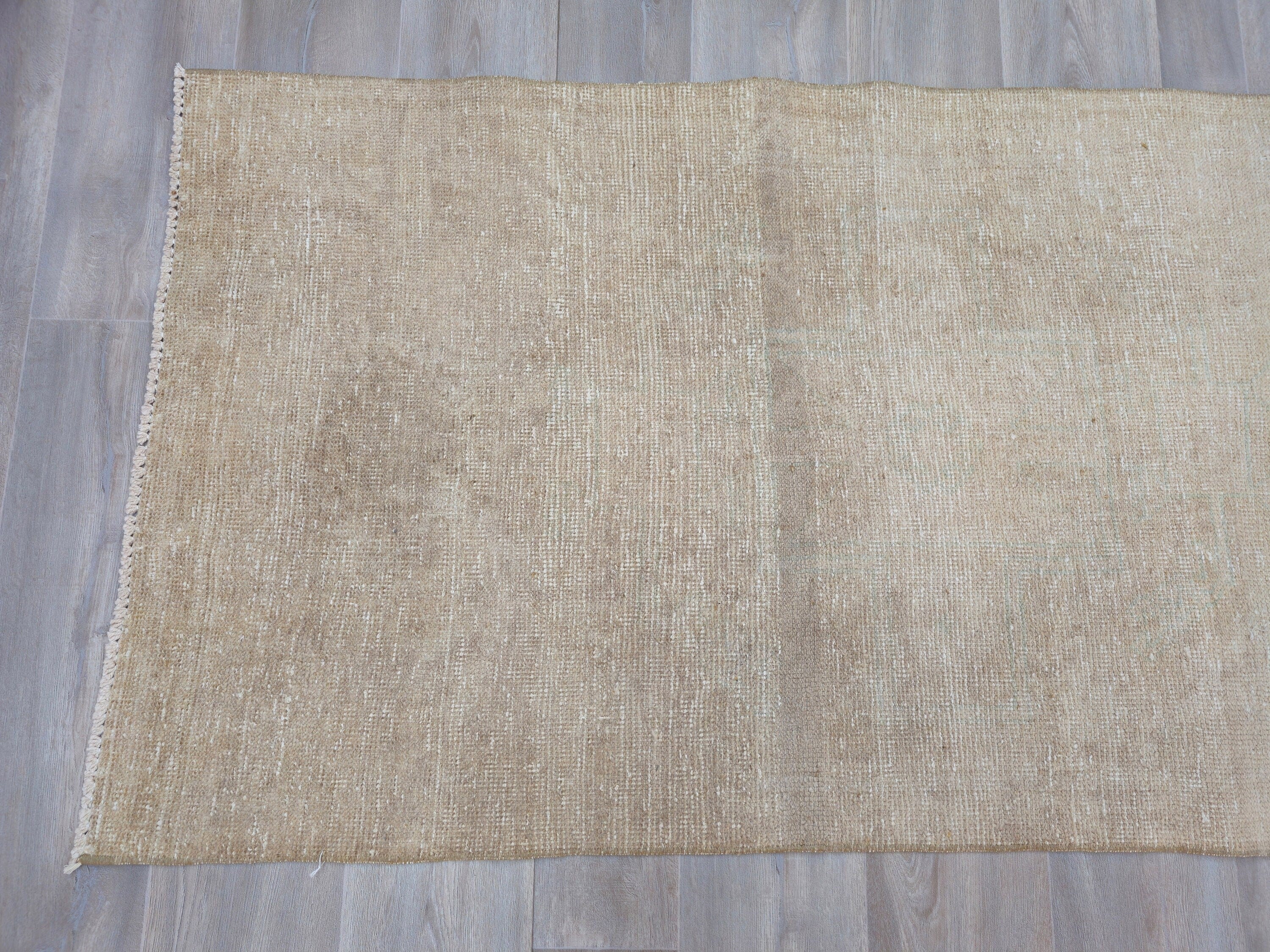 Vintage Turkish Oushak Runner Rug: Hand-Knotted Wool Hallway Rug (3x11.6 ft)