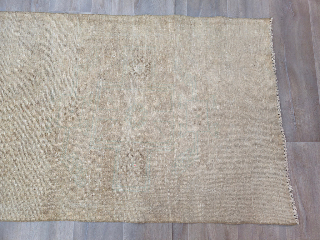 Vintage Turkish Oushak Runner Rug: Hand-Knotted Wool Hallway Rug (3x11.6 ft)