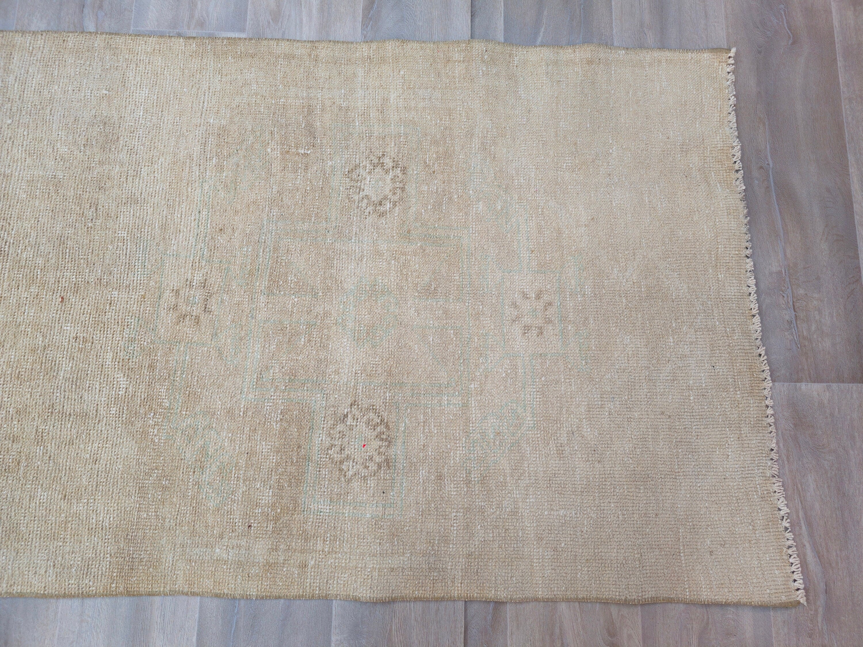 Vintage Turkish Oushak Runner Rug: Hand-Knotted Wool Hallway Rug (3x11.6 ft)