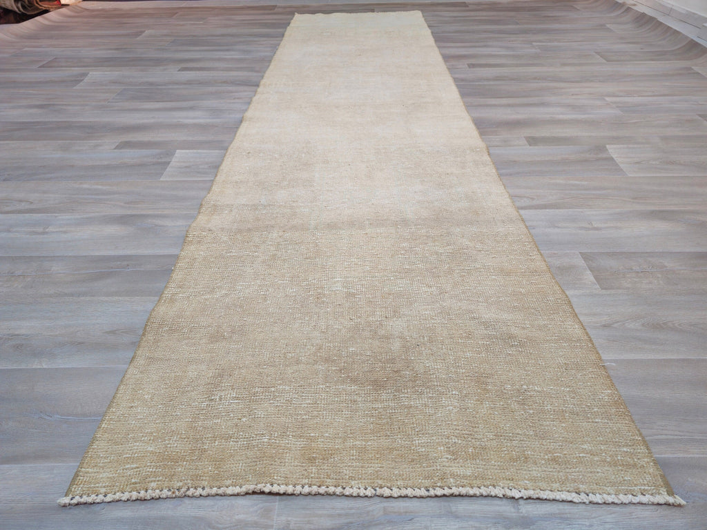 Vintage Turkish Oushak Runner Rug: Hand-Knotted Wool Hallway Rug (3x11.6 ft)