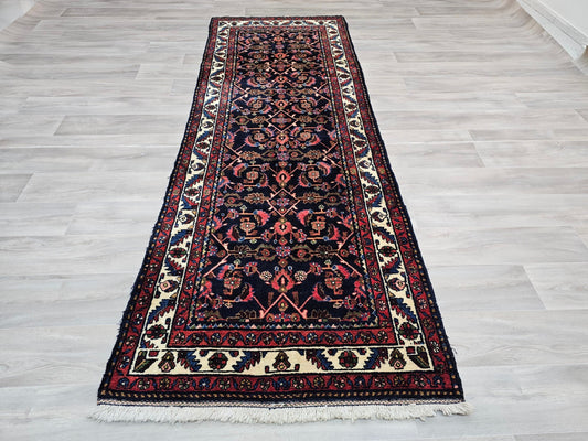 3.60x10.20 feet Vintage Traditional Persian Design Wool Runner Rug - Wide Anatolian Runner - Hand Knotted Runner for hallway and Kitchen