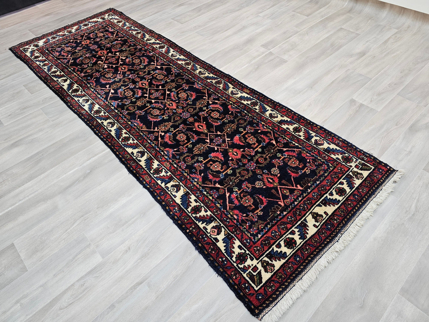 3.60x10.20 feet Vintage Traditional Persian Design Wool Runner Rug - Wide Anatolian Runner - Hand Knotted Runner for hallway and Kitchen