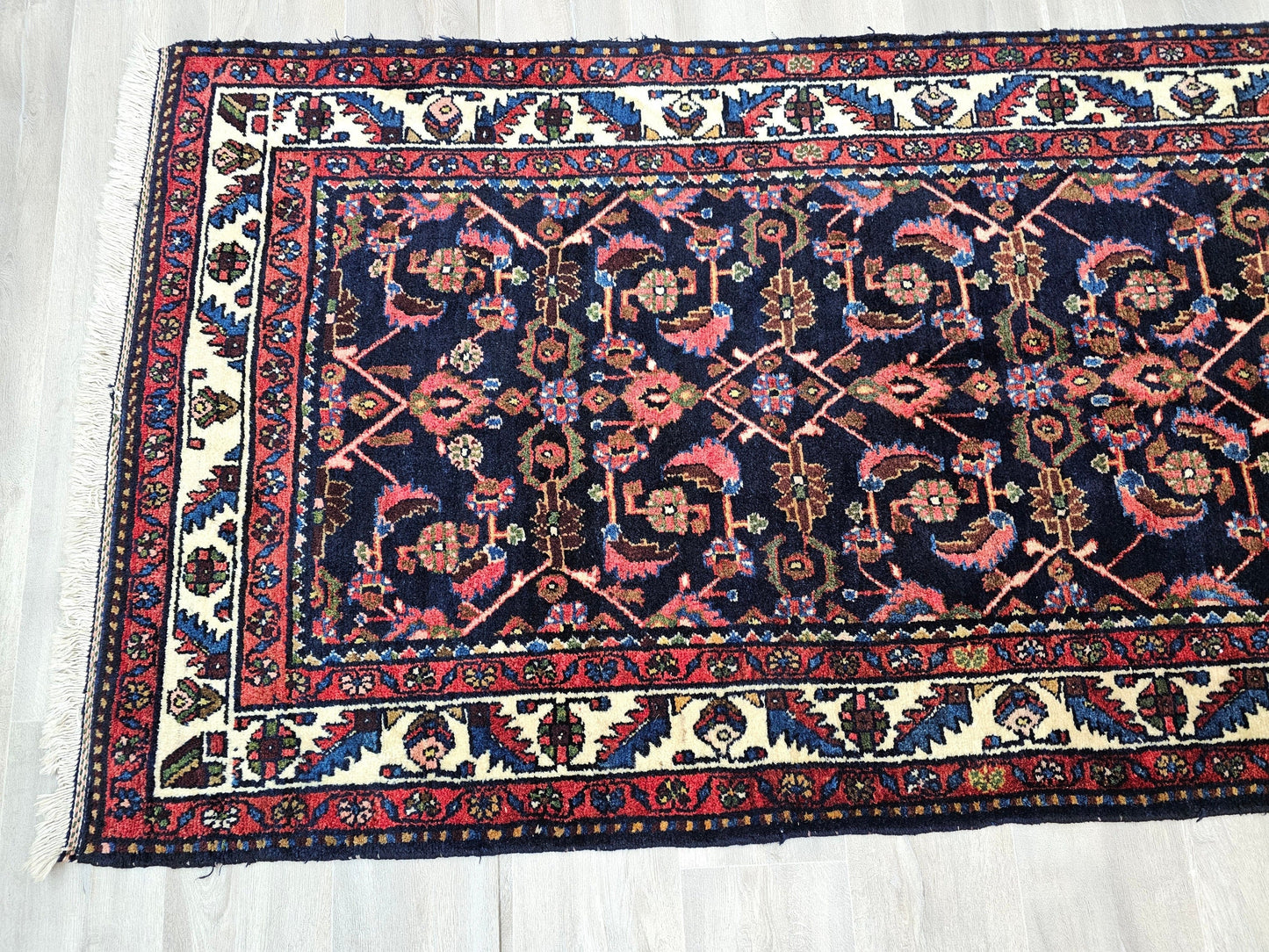 3.60x10.20 feet Vintage Traditional Persian Design Wool Runner Rug - Wide Anatolian Runner - Hand Knotted Runner for hallway and Kitchen