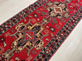 Vintage Heriz Runner Rug: Hand-Knotted Wool Geometric Design