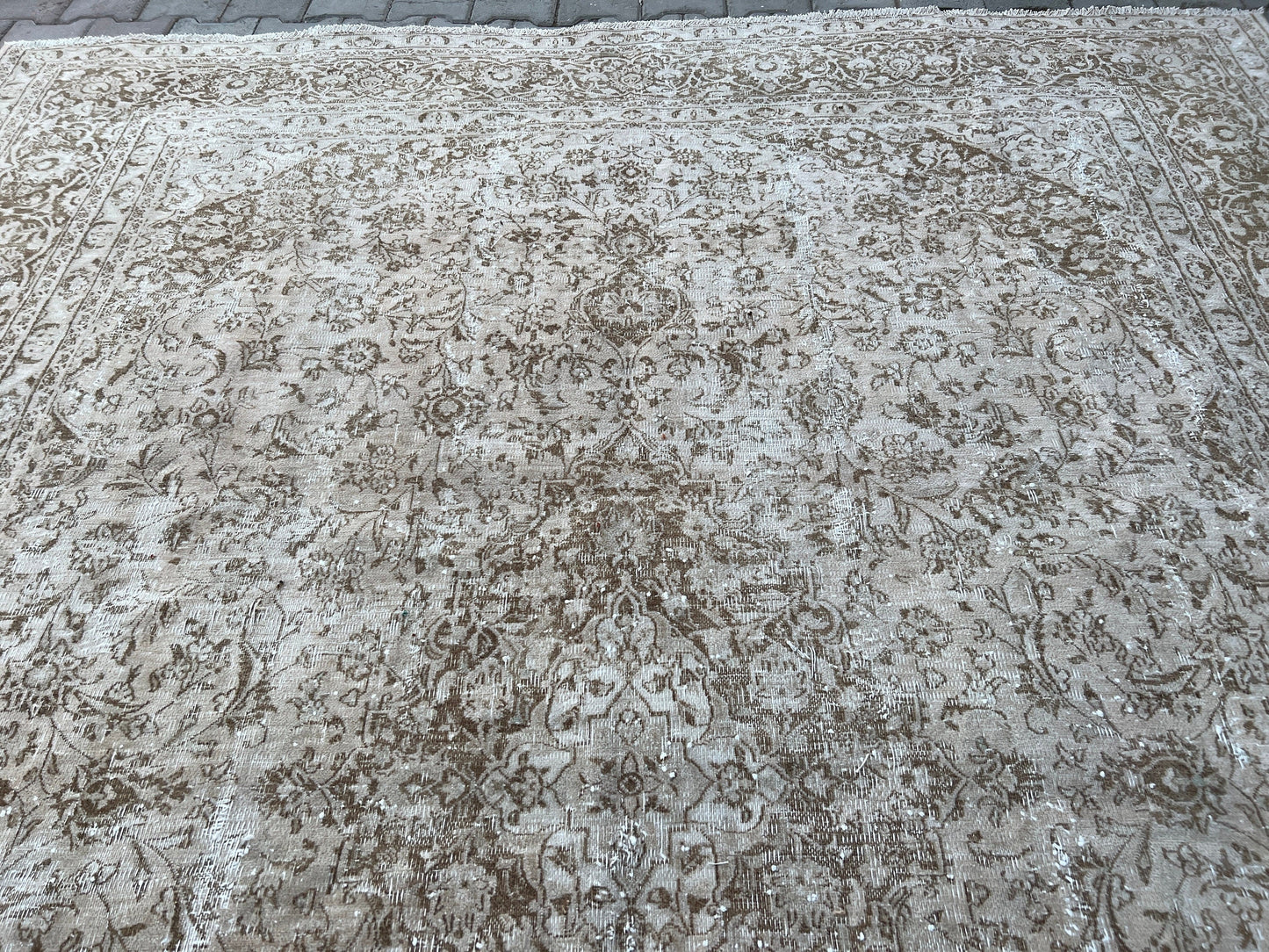 10x12 Neutral Vintage Area Rug for Livingroom