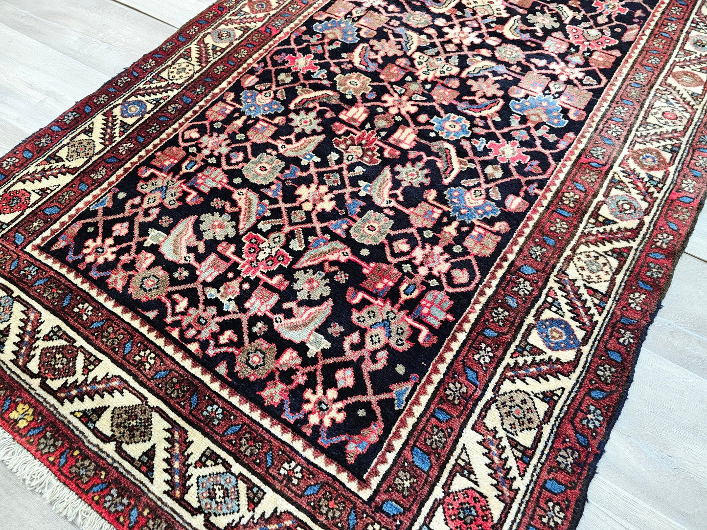 4x10 Hand Knotted Wool Vintage Runner Rug - Authentic Turkish Runner Rug - Wide Hallway Runner - Boho Runner //3.70x10 feet