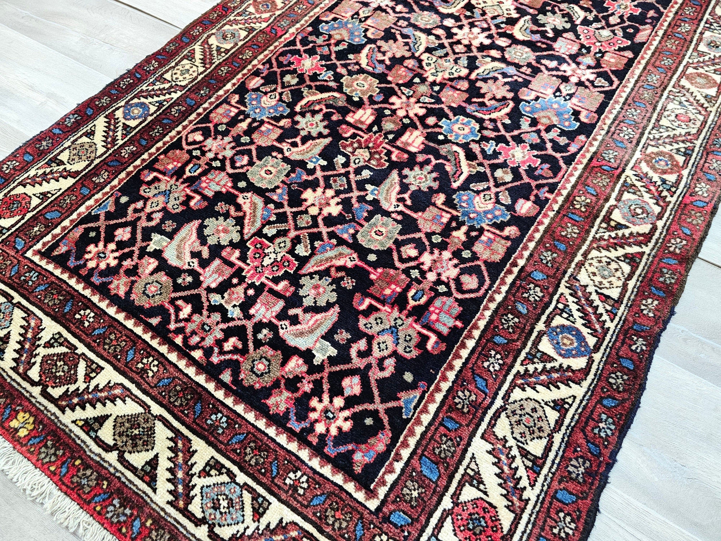 Hand Knotted Wool Runner Rug: Vintage Turkish Hallway Rug (3.70x10 feet)