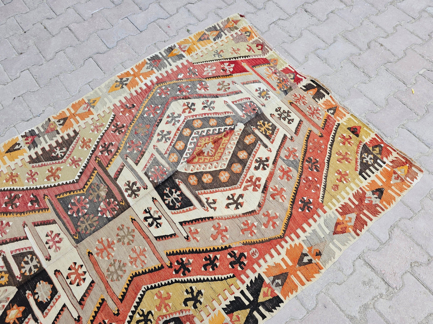 4x11 Wide Vintage Turkish Kilim Runner Rug - Wool on wool Kilim Rug - Kelim Teppich //4.40x11.15 feet