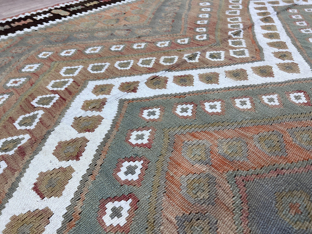 Handmade Vintage Turkish Kilim Runner: 5x13 Wool Rug
