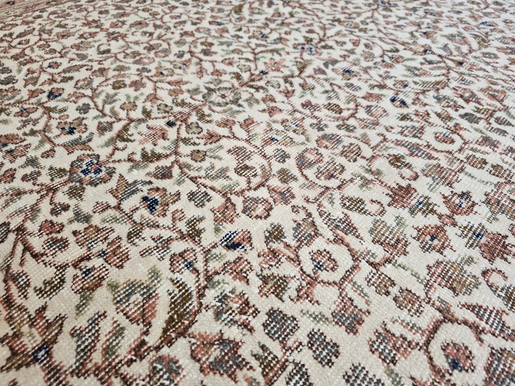 Hand Knotted Turkish Wool Rug: 6x9 Vintage Bohemian Oushak Carpet