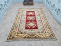 Hand Knotted Wool Oushak Rug: 6x9 Vintage Turkish Carpet