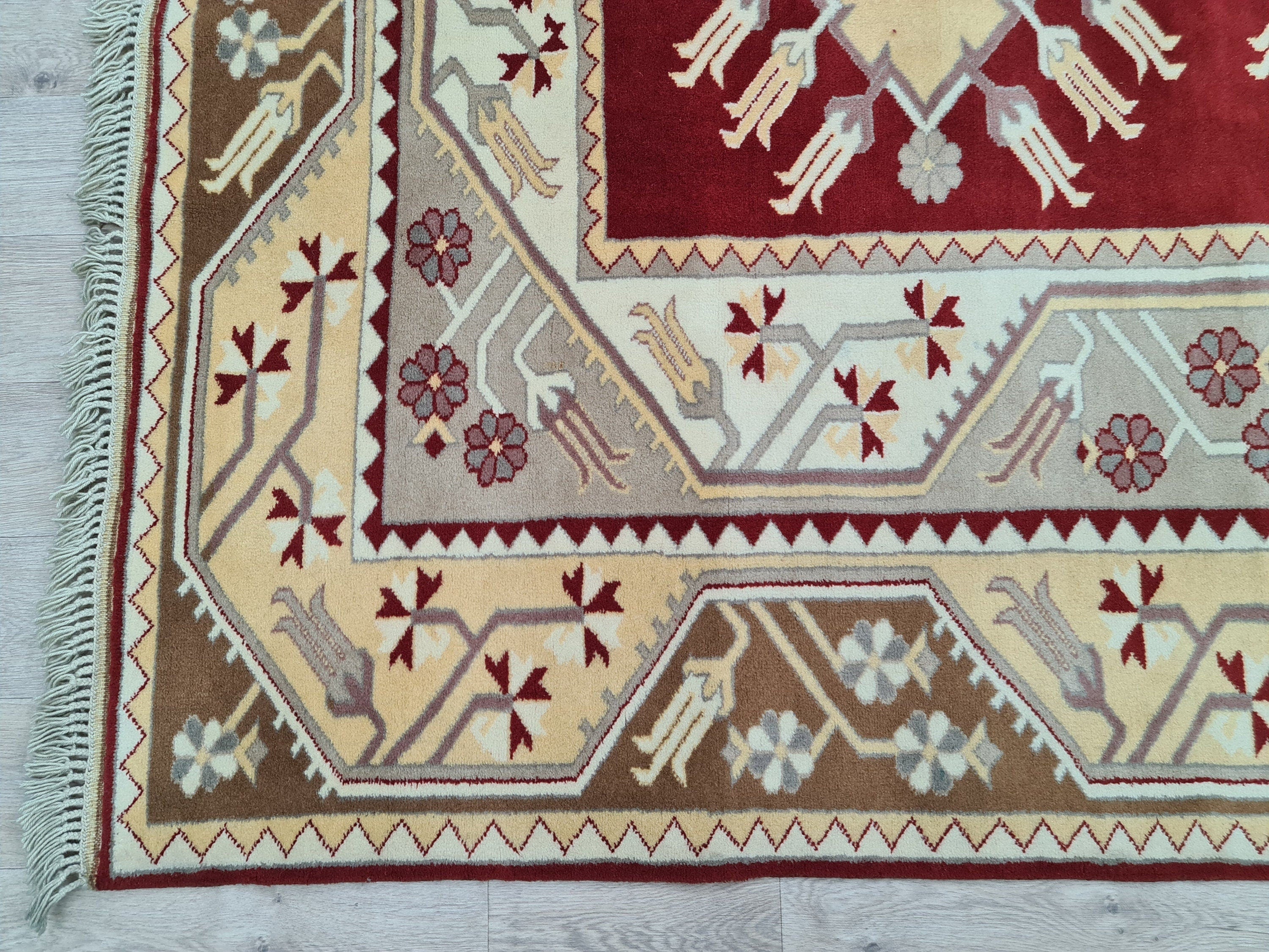 Hand Knotted Wool Oushak Rug: 6x9 Vintage Turkish Carpet