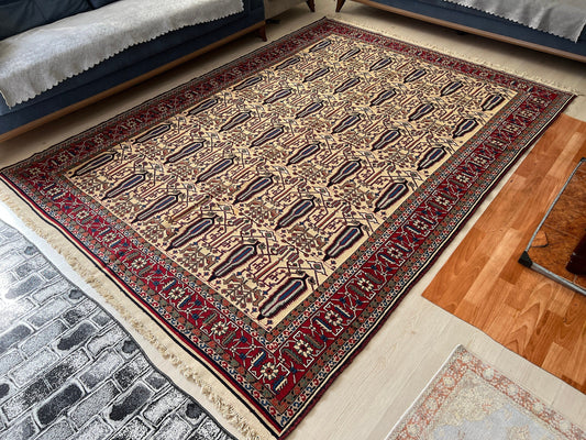 7x9 Cecim Soumak Rug - Hand Knotted Wool on Wool Antique Rug - Vintage Decorative Tribal Area Rug - Traditional rug //6.70x9.25 feet