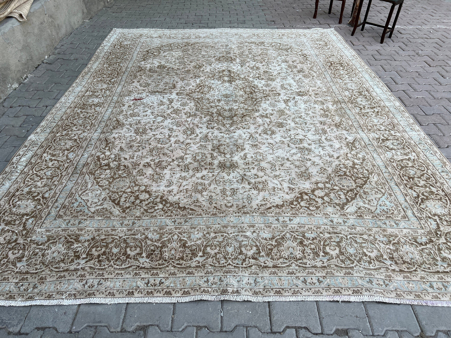 9x12 Vintage Handcrafted Turkish Oushak Wool Carpet