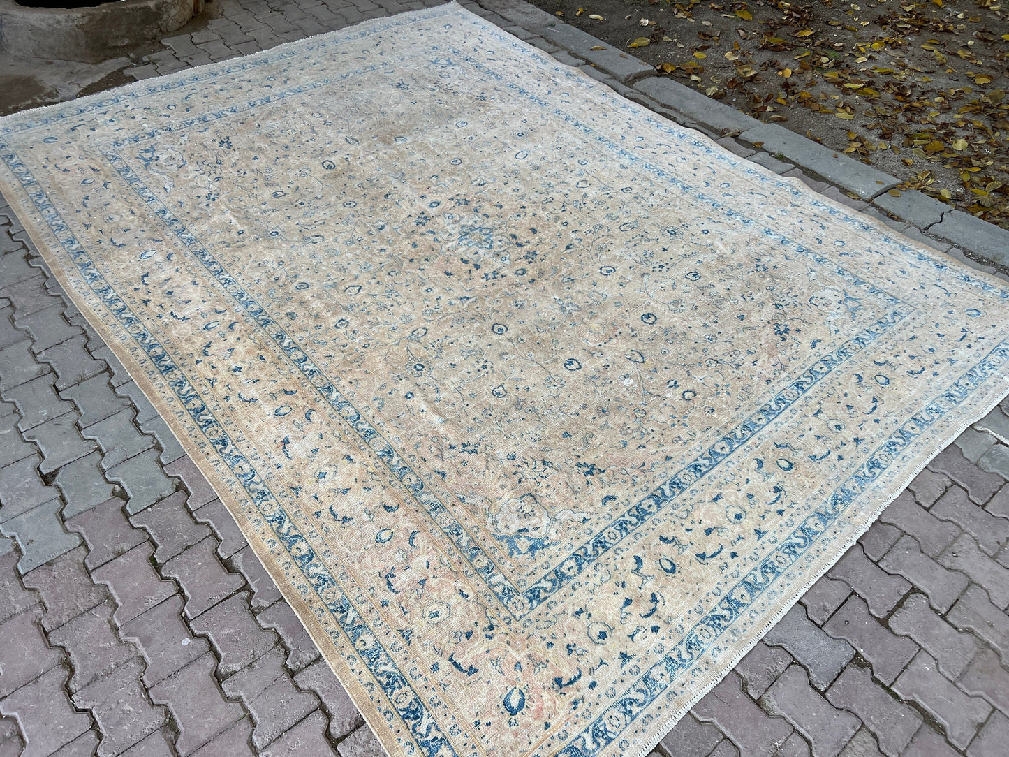 Large Vintage Rug / Handmade Muted Turkish Rug //9.35x12.35 feet