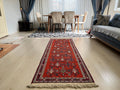 Antique Avşar Soumak Rug Runner: 3x9 Vintage Wool Hallway Rug