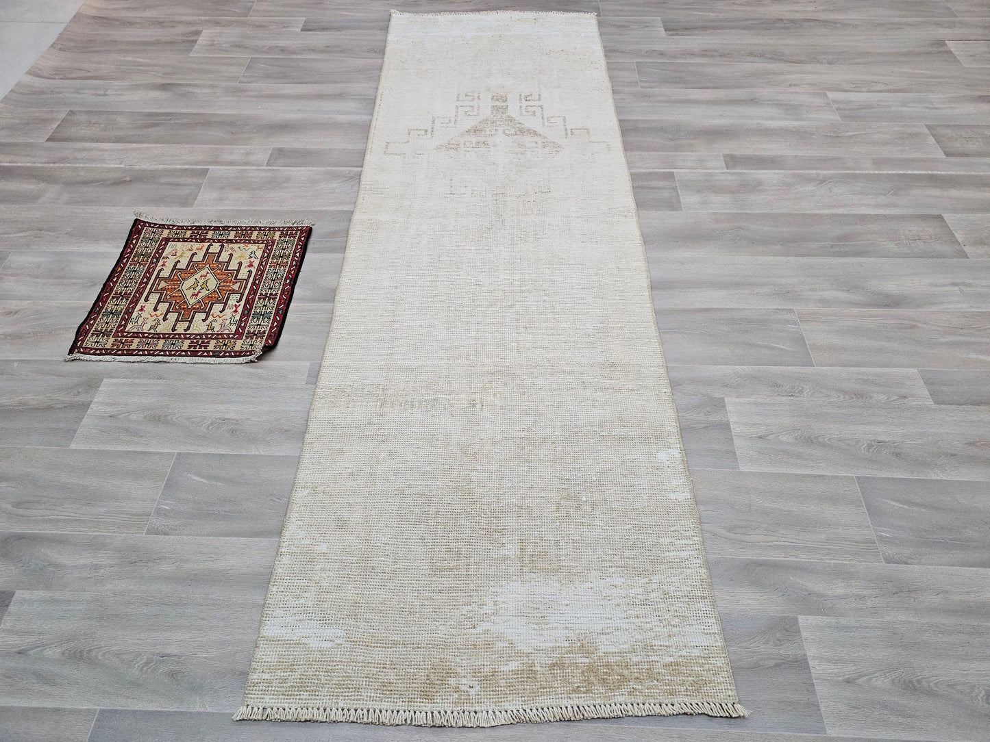 3x9 Vintage Turkish Runner Rug Neutral