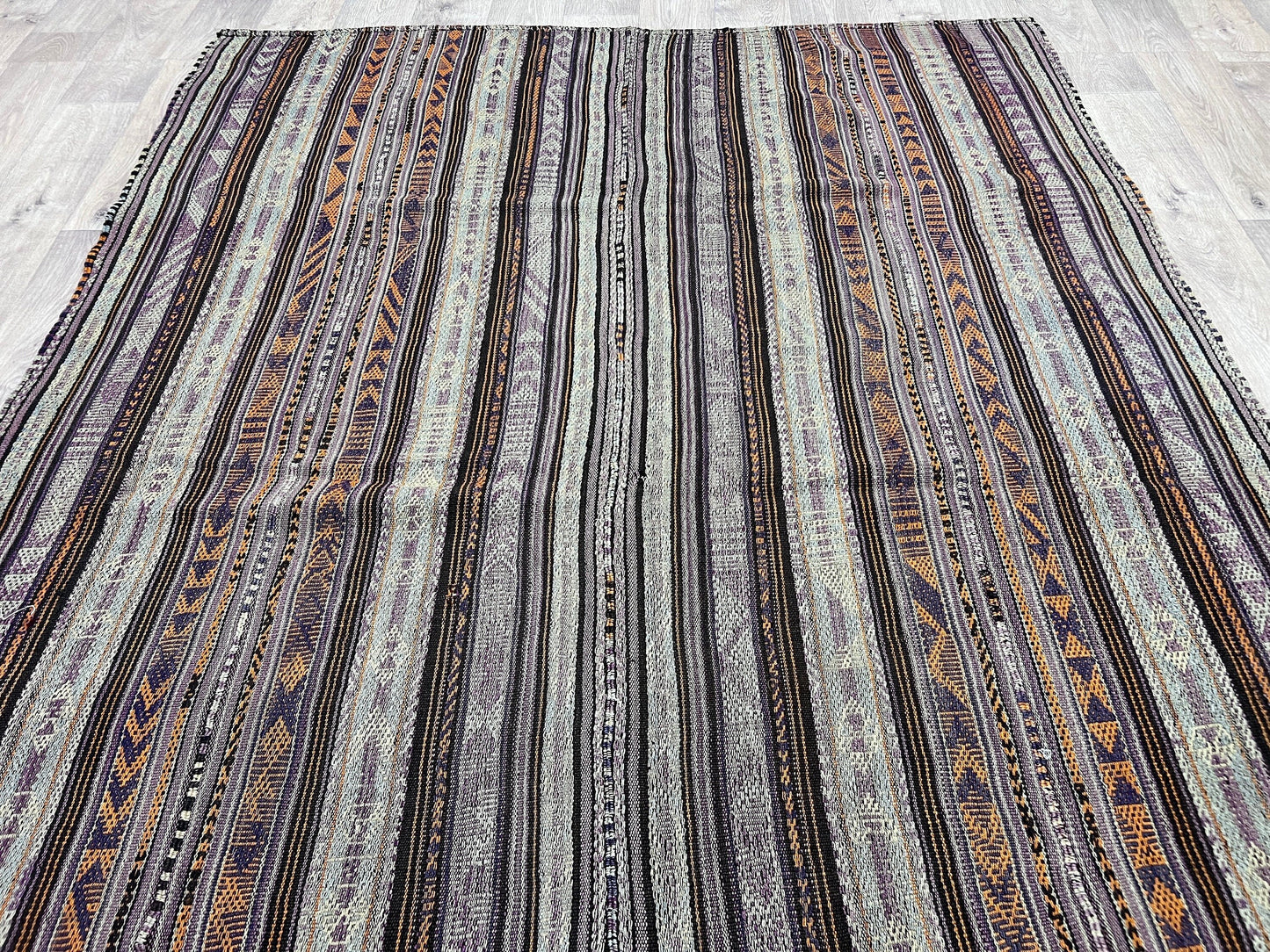 Striped Vintage Turkish Kilim Rug / 5.85x8.30 feet / Handwoven Wool Kilim Rug/ Kelim Teppich/ Oushak Kilim Rug/ Authentic Rug/ Anatolian Rug