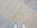 Vintage Turkish Oushak Runner Rug: 3x14 Long Neutral Wool Hallway Rug