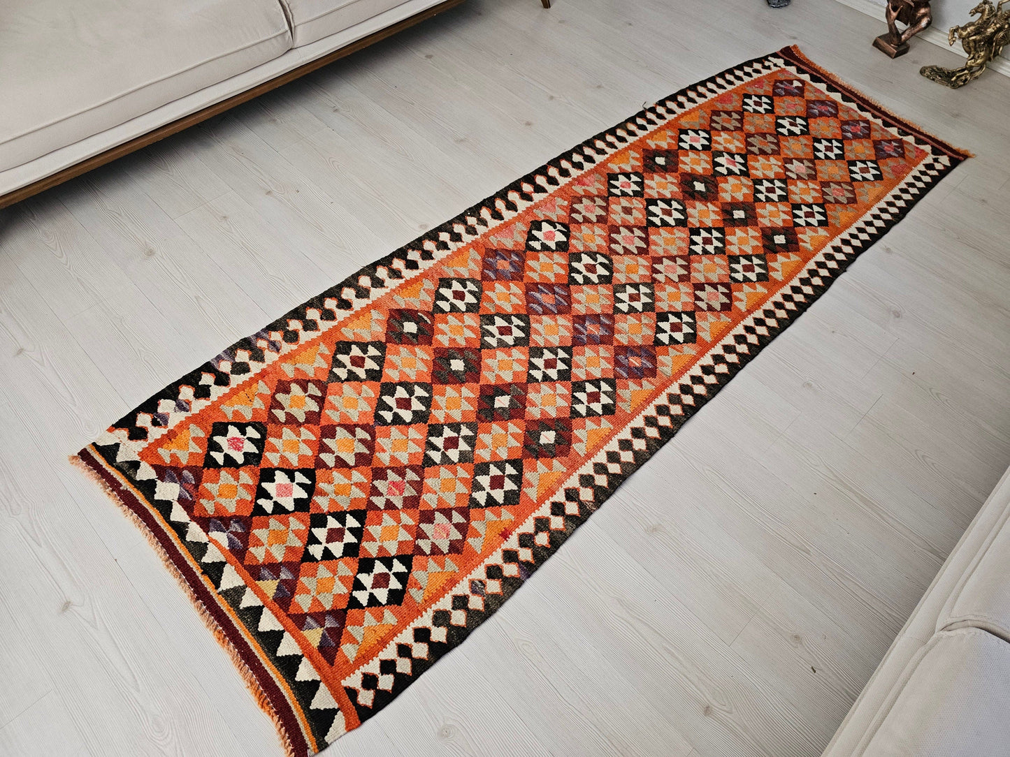 3x9 Traditional Vintage Runner rug, HandKnotted Turkish Runner //3x8.5 feet