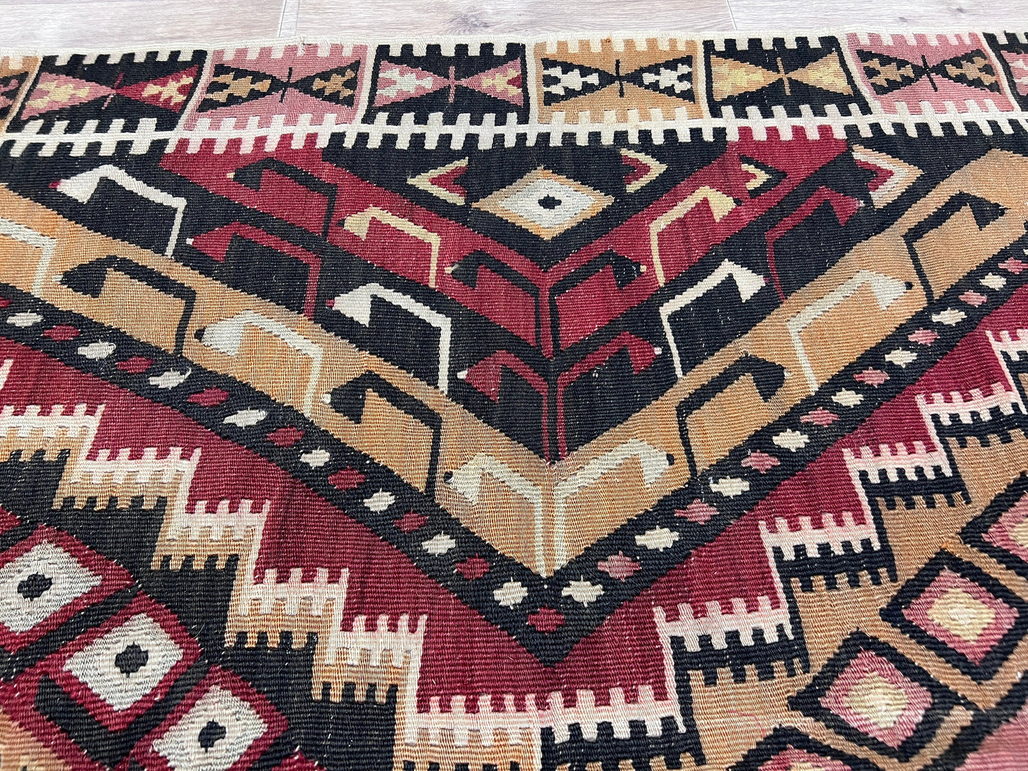 5x11 Extra Wide Runner Rug - Handwoven Kilim Rug - Kelim Teppich Runner - Oriental Kilim - Oushak Kilim - Vintage Turkish Kilim/4.75x11 feet