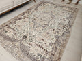 Hand Knotted Wool Turkish Oushak Rug 6x9: Vintage Anatolian Design