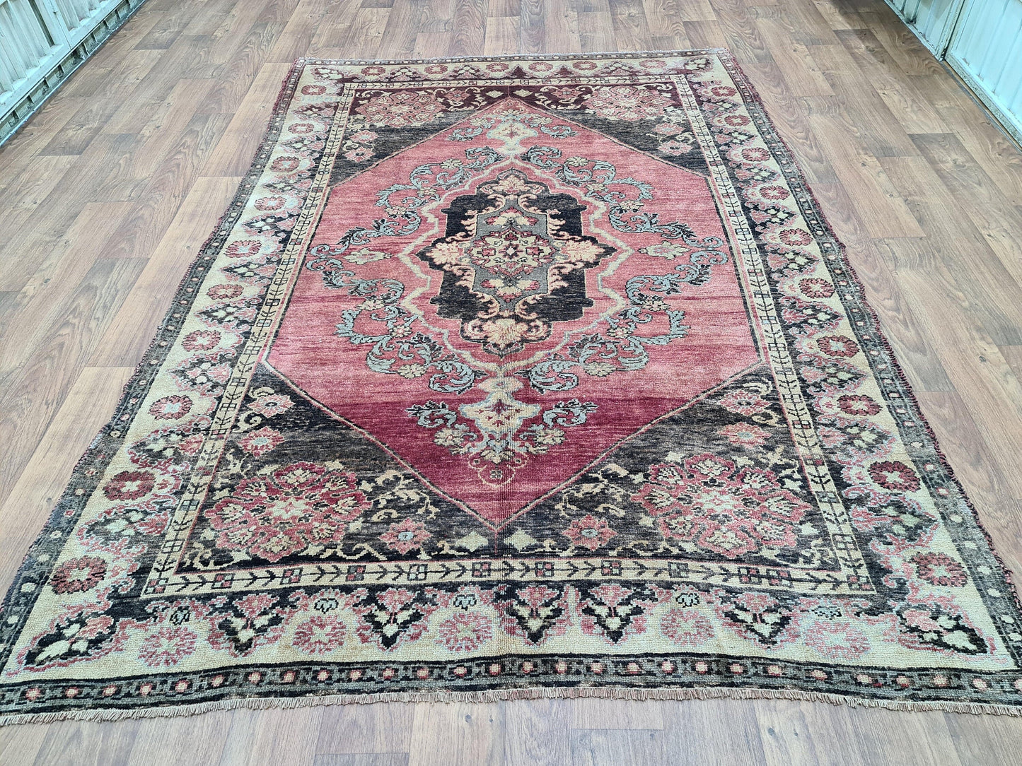 6x9 Oushak Rug/ Hand Knott Vintage Rug/ Oriental Wool Rug/ Hand Loom Carpet/ Authentic Rug/ Turkish Rug for Bedroom and Nursery/6,5x9,5 feet