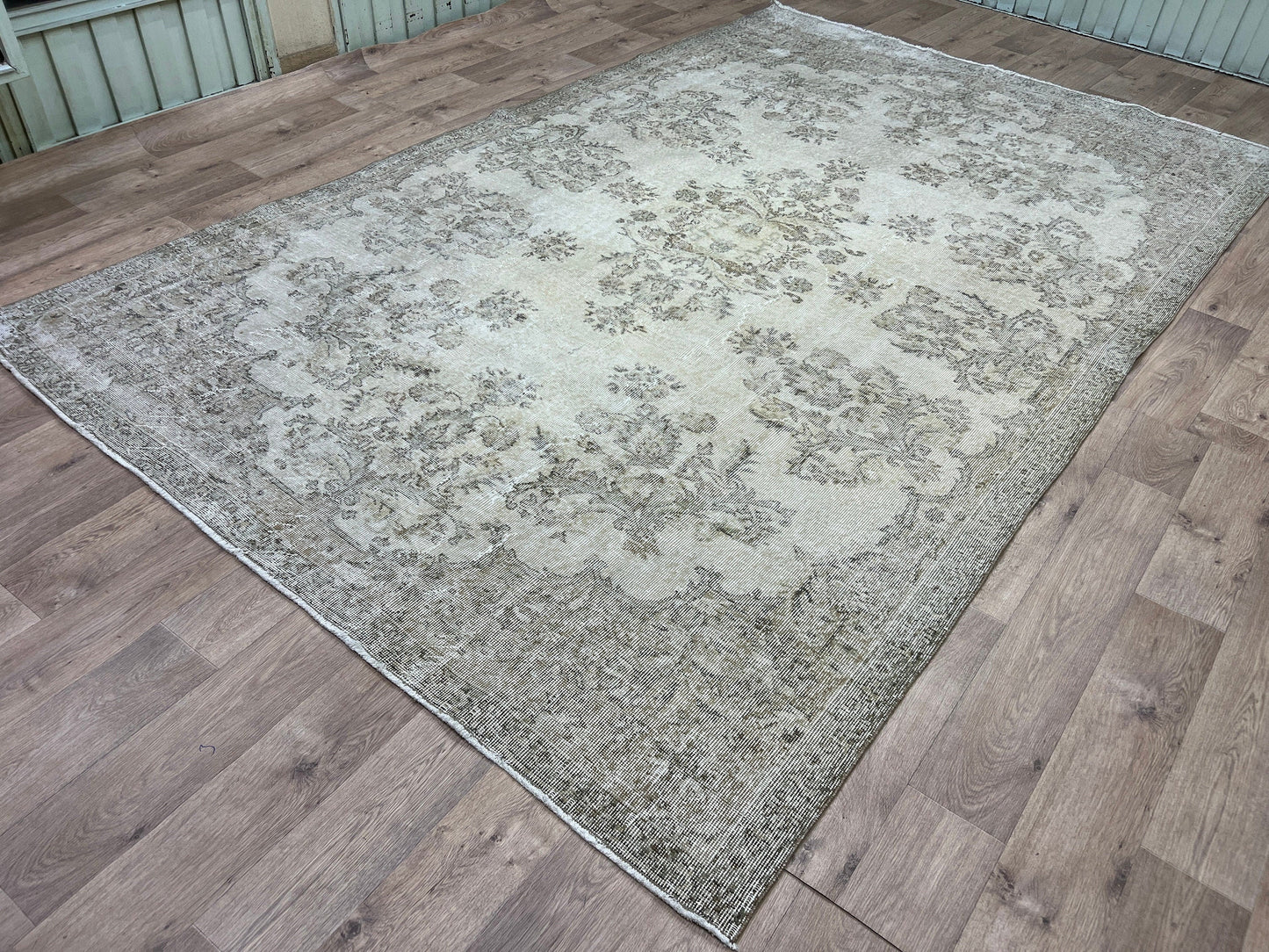 Reserved - 7.50x11.65 feet Cream Vintage Floral Design Turkish Area Rug