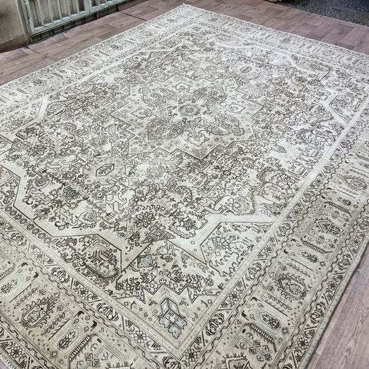 9.45x12.70 feet Hand Knotted Wool Area Rug - Oversize Vintage Oushak Rug/ Neutral Area Rug for Livingroom/ Large Turkish Rug/ Heriz Rug