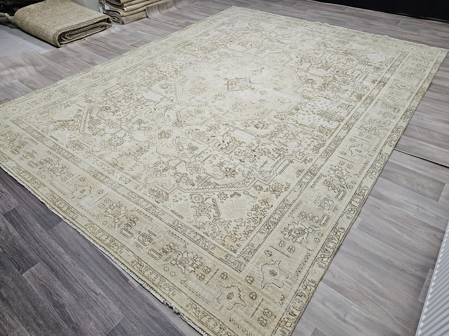 9x12 Neutral Turkish Area Rug / Hand Knotted Oushak Rug 9x12 / Muted Oriental  Carpet / Faded Wool Rug