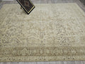 9x12 Handmade Turkish Rug : Neutral Geometric Vintage Area Carpet