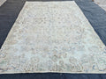 7x10 Hand-Knotted Turkish Rug: Vintage Wool Oushak Style