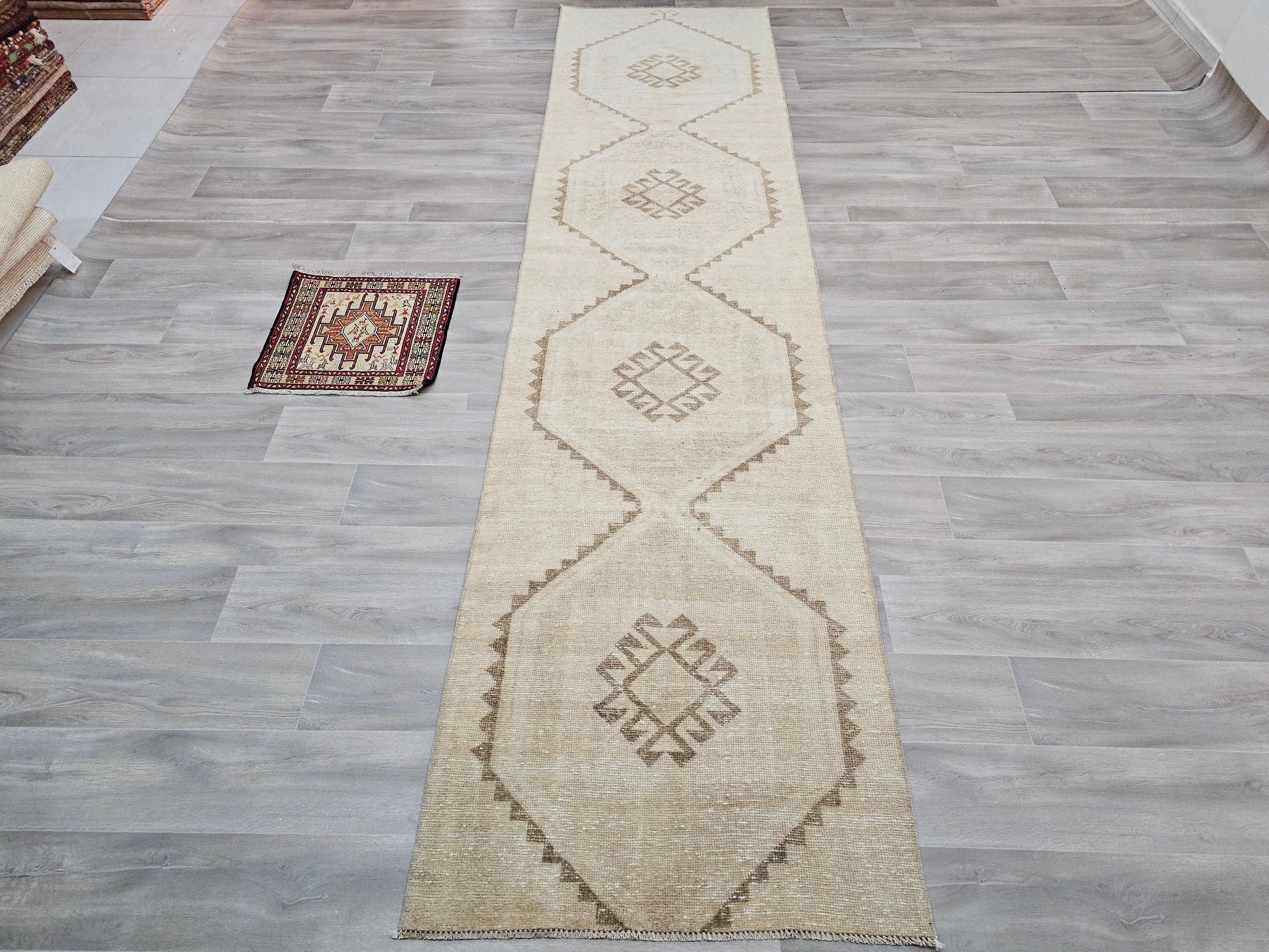 Vintage Turkish Oushak Runner: Hand Knotted Wool, Earth Tone (3.10x12.60 feet)