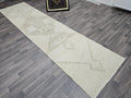 Vintage Oushak Runner Rug: 3x12.25 ft, Neutral Turkish Wool Rug
