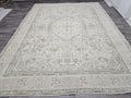 Faded Oushak Wool Area Rug: 9x12 Light Pink Beige Turkish Rug
