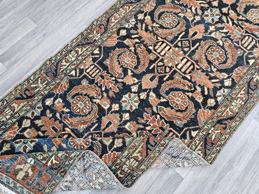 Vintage Hand Knotted Wool Oushak Runner Rug: Turkish Farmhouse Style
