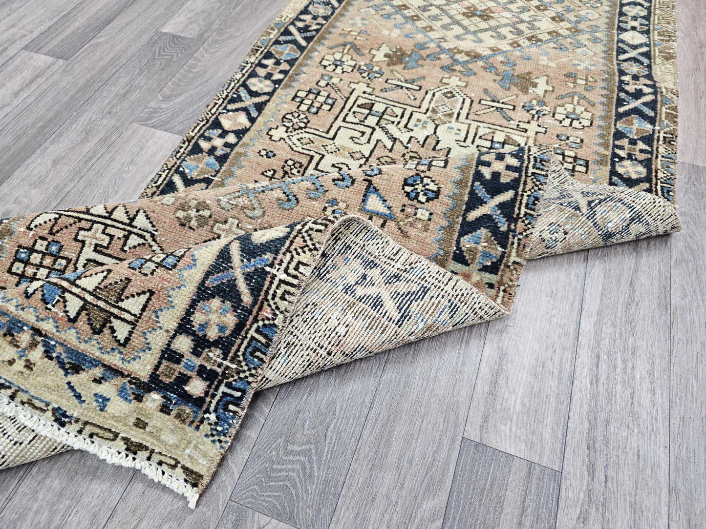 2.5x10 Heriz Runner Vintage- Muted and Faded Turkish Runner - Oushak Runner - Kitchen Runner Rug/2.40x10 feet